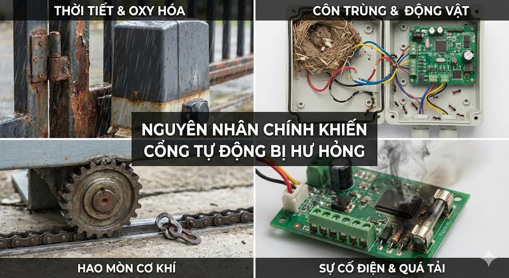 Nguyên nhân cổng tự động bị hư hỏng thường gặp
