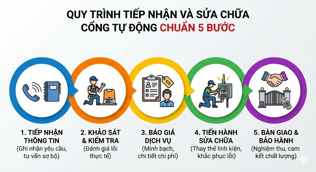 Quy trình sửa chữa cổng tự động chuyên nghiệp tại Đống Đa
